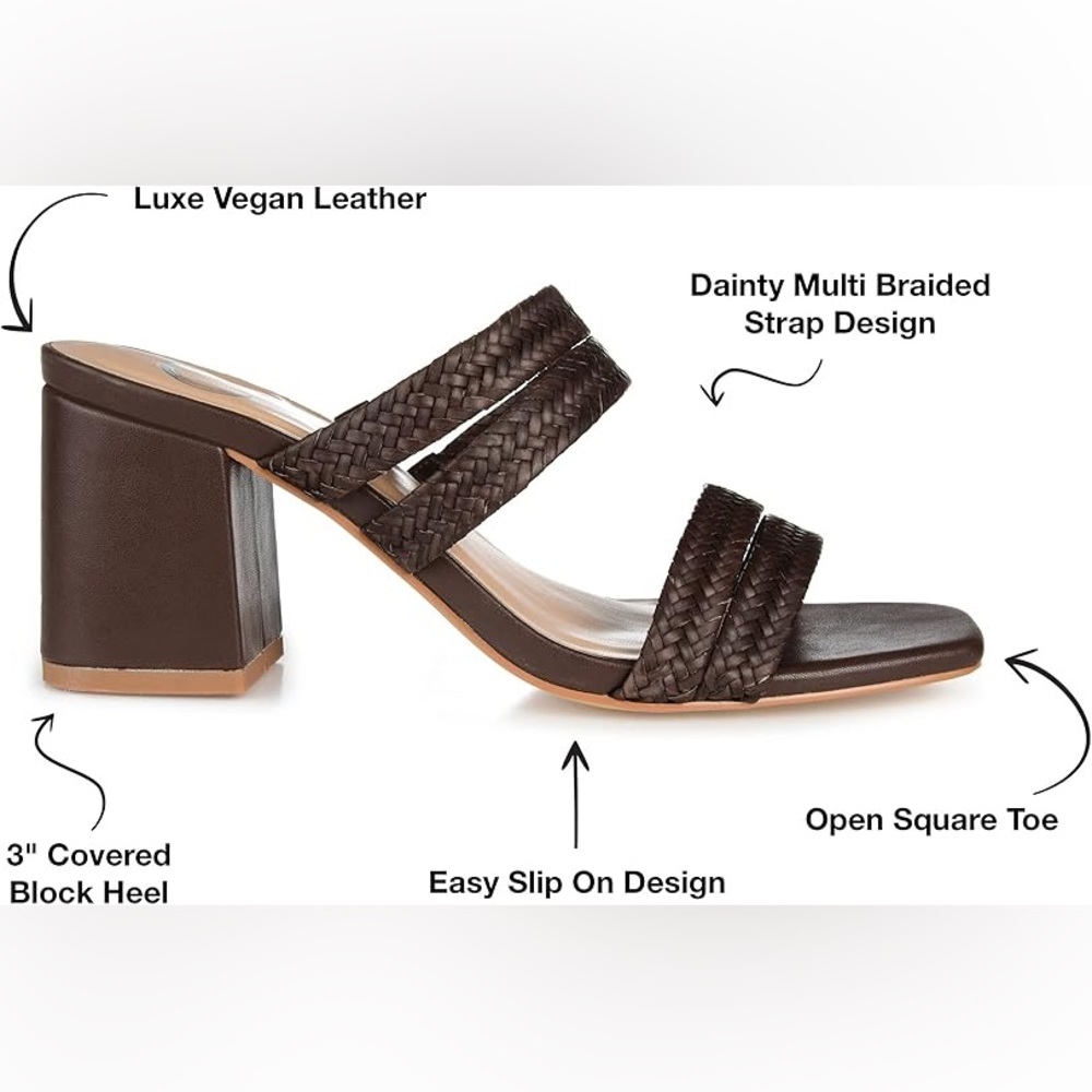 Journee Collection Natia Open Square Toe Block Heel Sandals, Wide Width - Picture 4 of 13